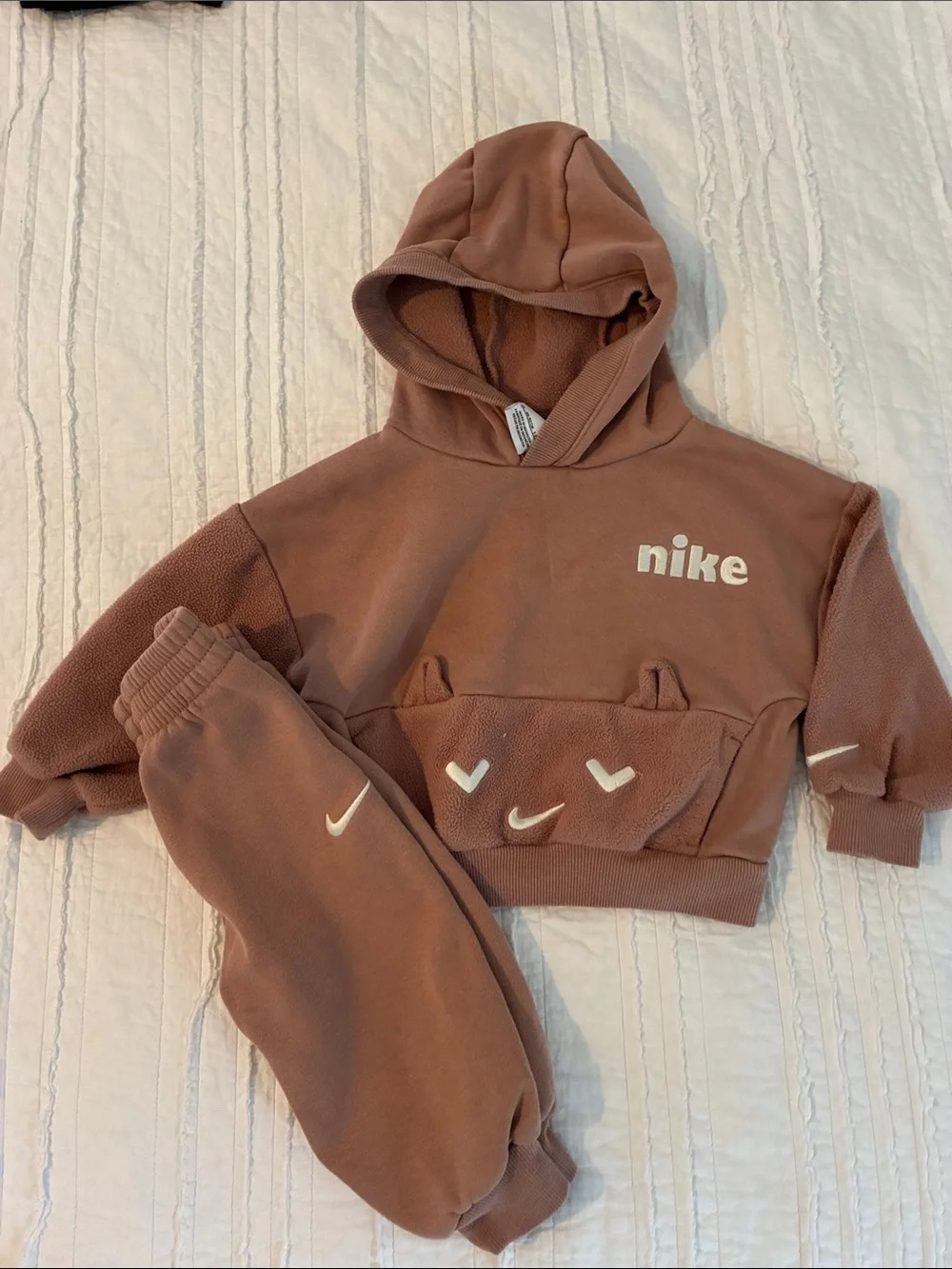 Nike Kids Dusty Brown Hooded Sweatshirt & Joggers Set